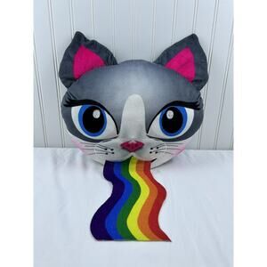 Emoji 14 Inch Plush Kitty Pillow With A Rainbow Tong Expressions No Tags